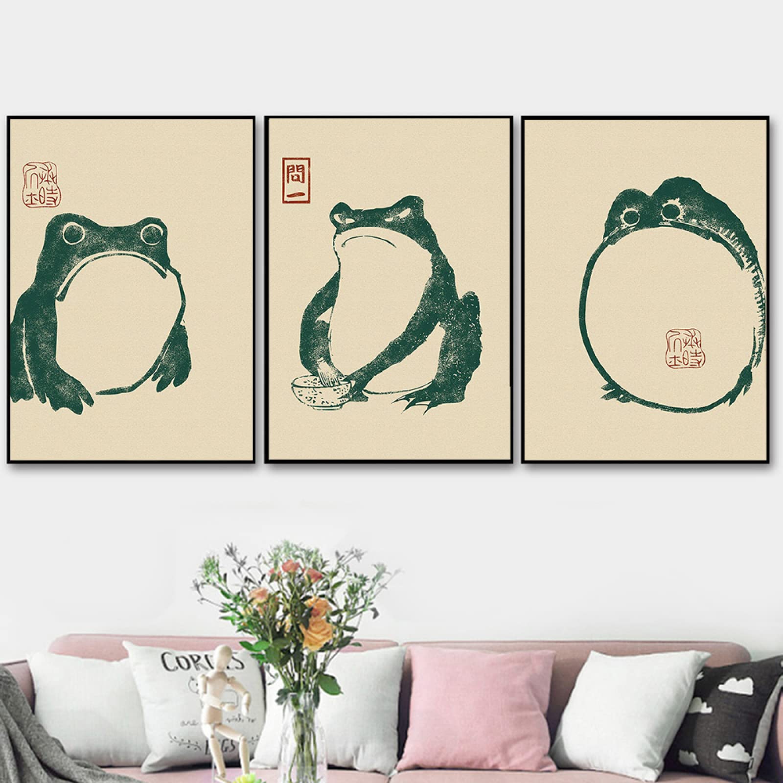 XCPORA Matsumoto Hoji Frog Poster Retro Japanese Wall Art